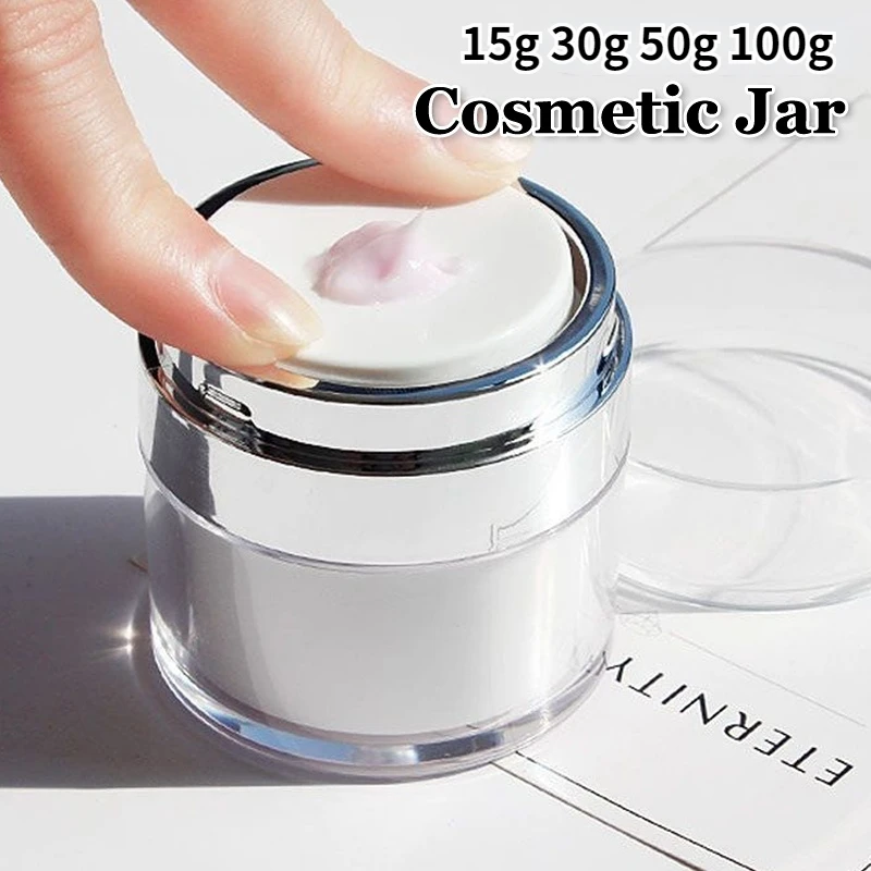 

15G 30G 50G 100G Airless Pump Jar Acrylic Vacuum Cream Cosmetic Jars Refillable Containers Press Style Travel Vials Makeup Tools