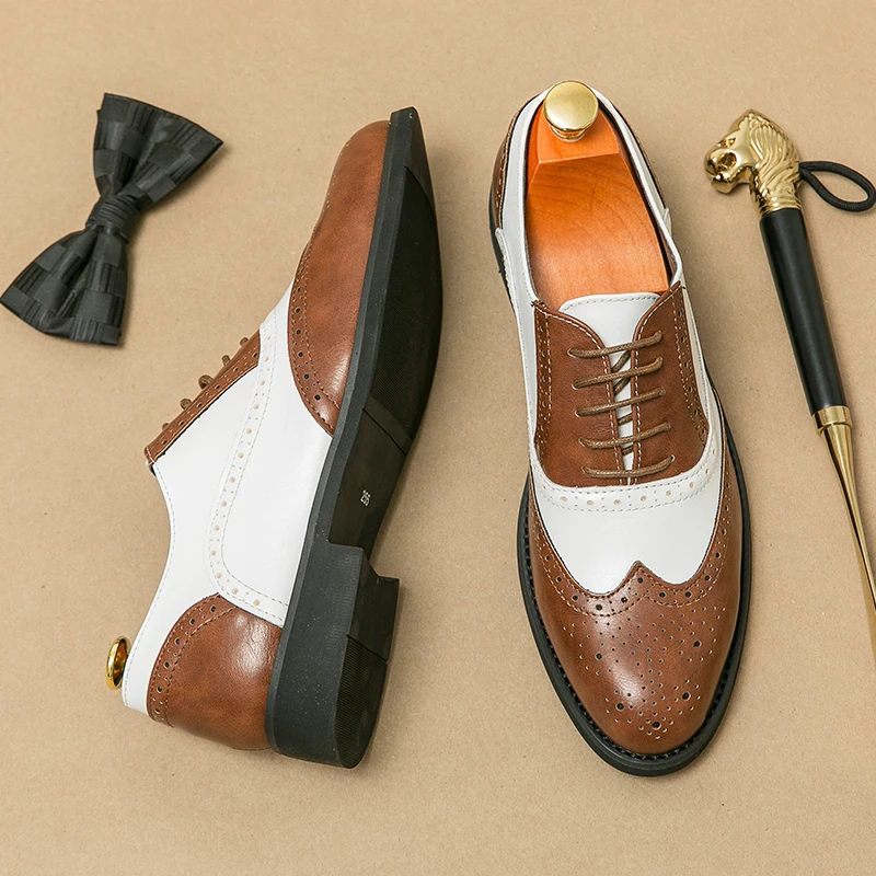 Туфли-Броги мужские кожаные офисные лоферы Повседневная Деловая обувь для