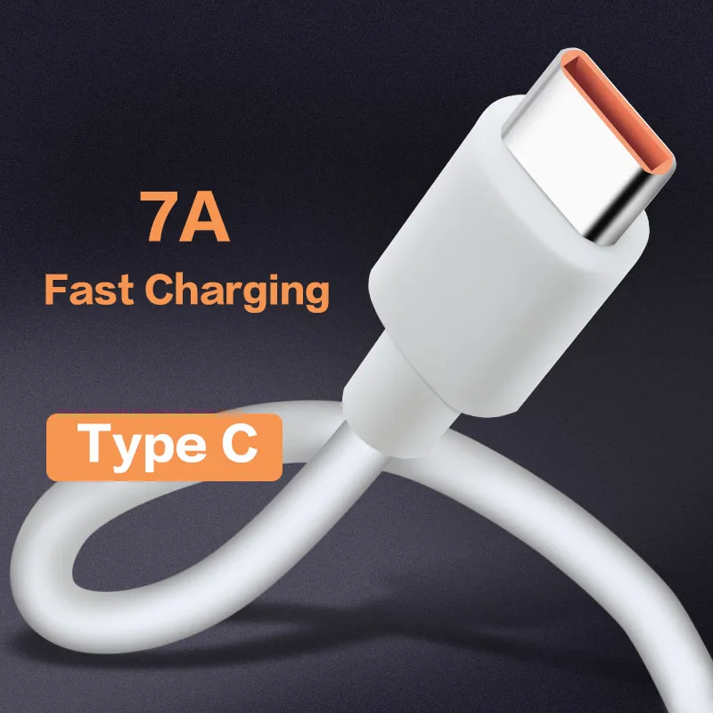 Сверхбыстрый зарядный кабель 7A USB Type-C для Huawei P40 P30 Mate 40 USB-кабель быстрой зарядки и