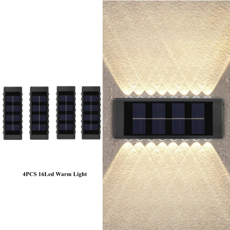 

Waterproof Decoration Garland Lighting Streetlights Solar Up And Down Wall Light Luminous Sensor Lamp 16LED Outdoor Light Solar
