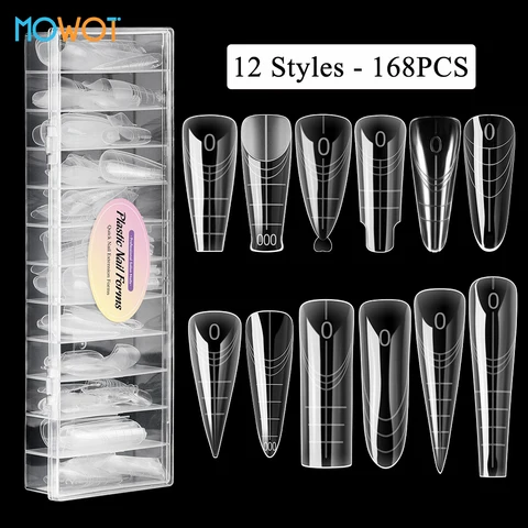 MOWOT прозрачные формы для ногтей 168/180 шт