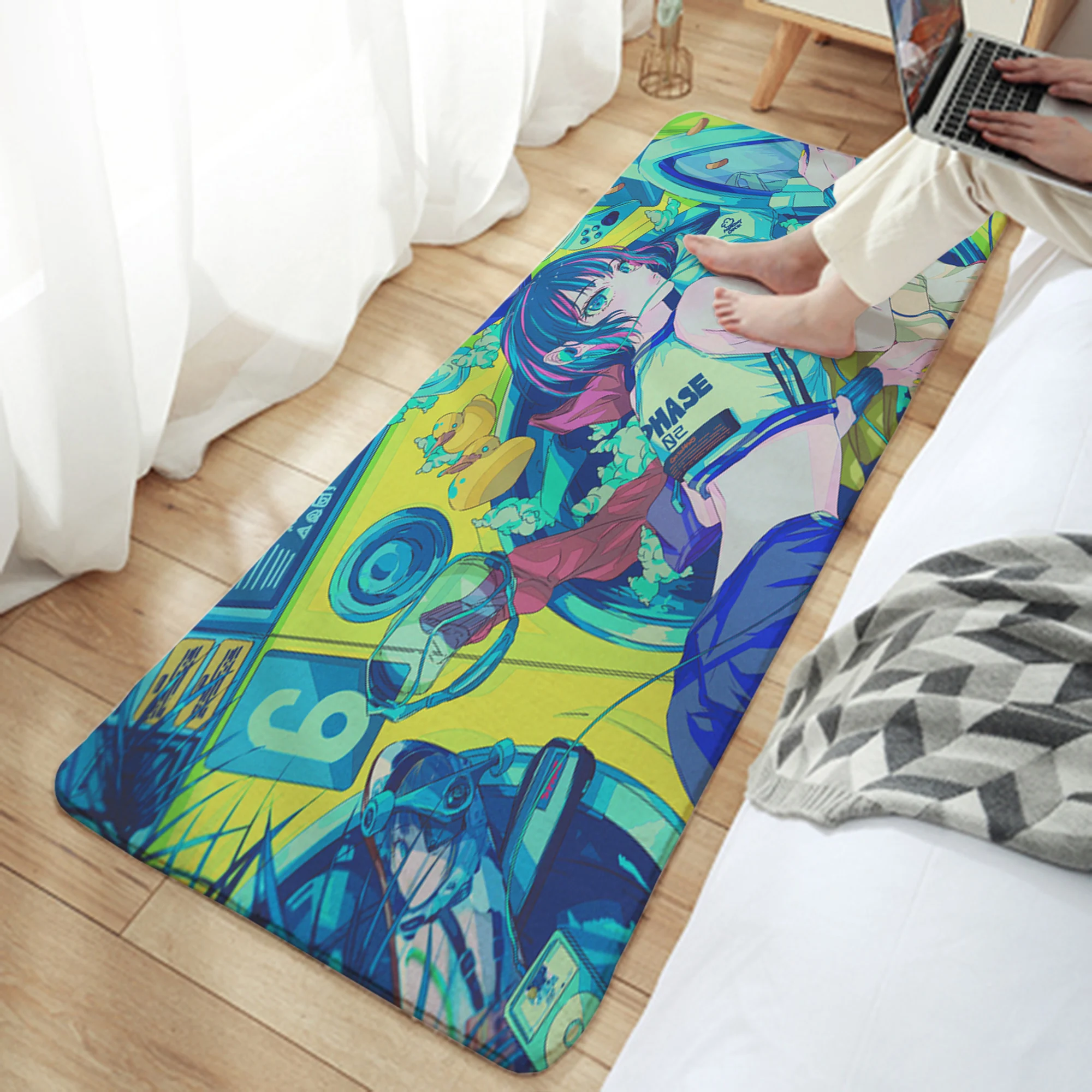 

Music Girl Camper Carpet Bathroom Entrance Doormat Bath Indoor Floor Rugs Absorbent Mat Anti-slip Kitchen Rug