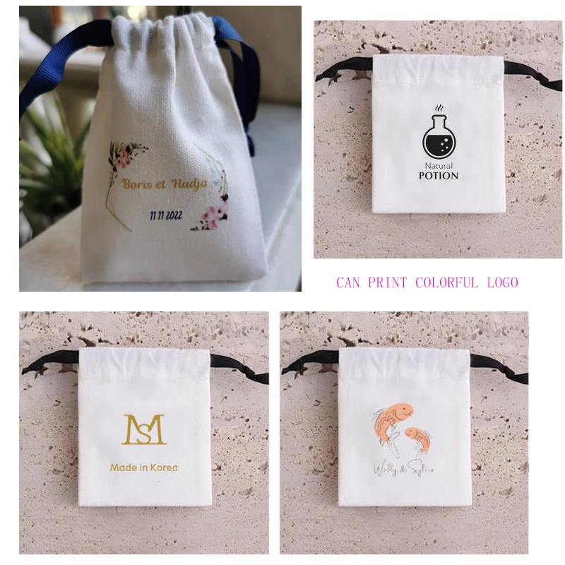 Natural Cotton Gift Bags 8x10cm 9x12cm 10x15cm 13x17cm Makeup Drawstring Pouches Jewelry Sack