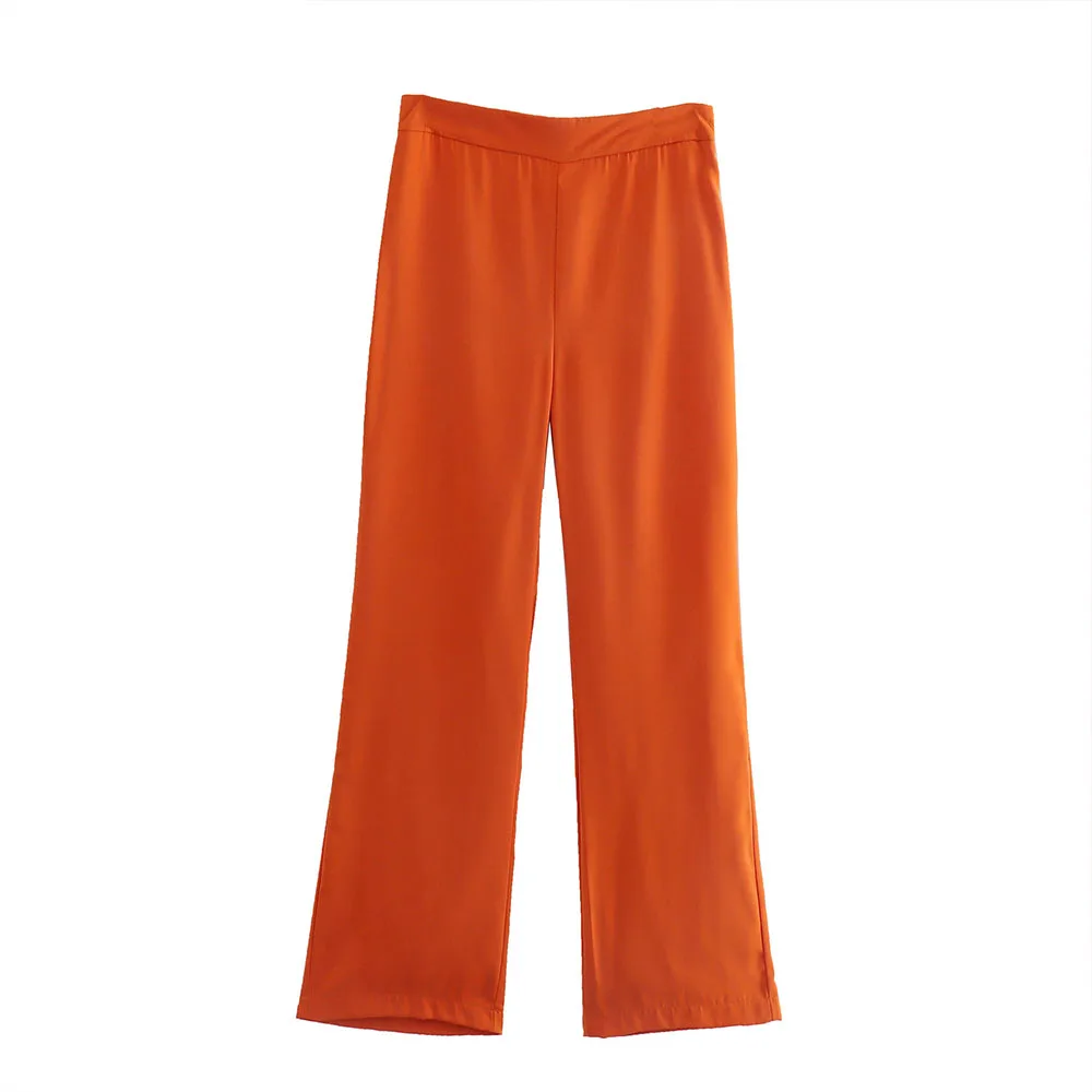 

Women's 2022 spring new fashion chic solid color drape flared pants slim fit all-match side zipper high waist pants women