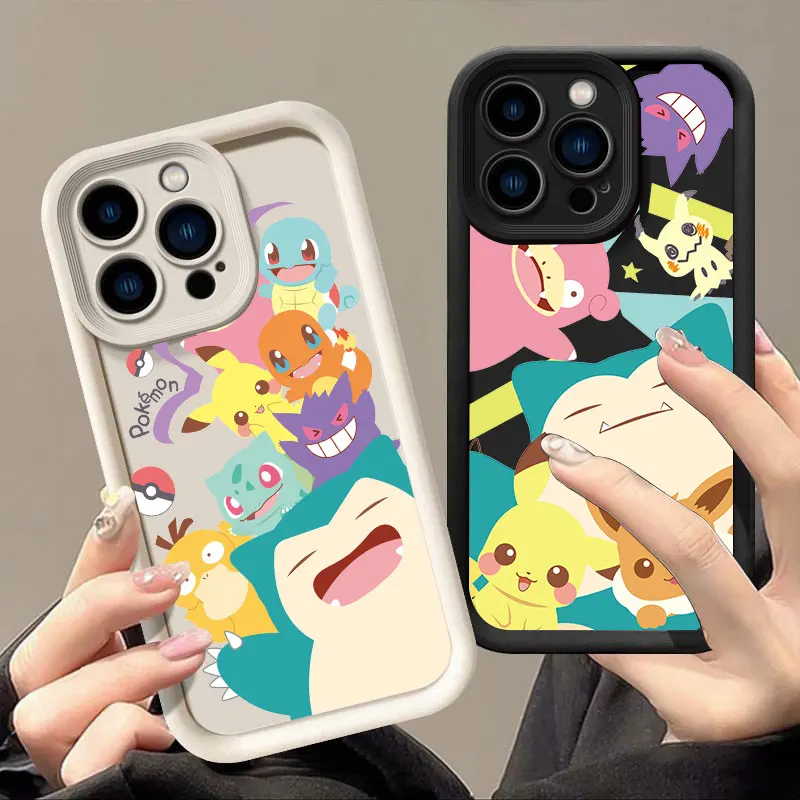 Чехол для телефона с изображением покемона храпа Пикачу iPhone 16 чехлы 15 14 13 12 Mini 11 Pro