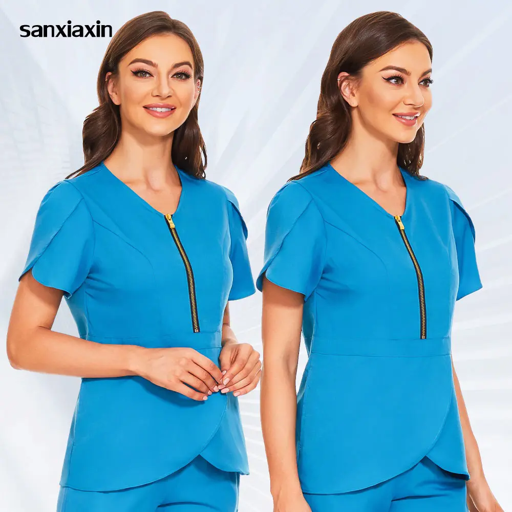 

Woman Dentist Spa Tops Beauty Salon Bar Blouse Massage High Quality T-shirt Hotel Work Clothes Medical Nurse Scrubs Uniforms Top