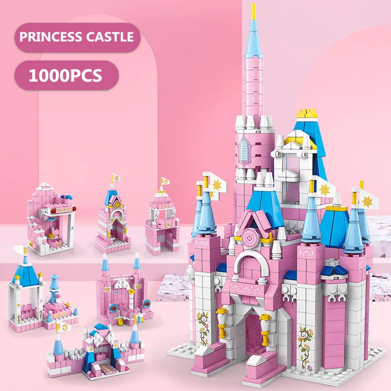 1000PCS Princess Castle Building Blocks Friends Pink Dream House Summer Holiday Villa Ideas Bricks Educational Toys for Children - купить по