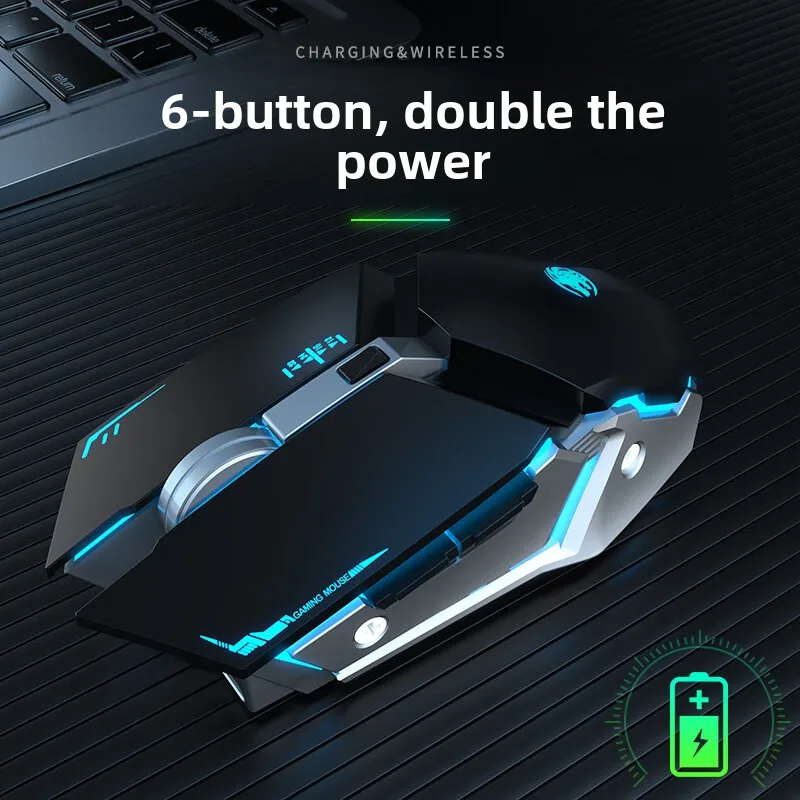 Фото Беспроводная Bluetooth-мышь EWEADN G307 с двойным режимом работы, механическим ощущением, перезаряжаемая, для геймеров (для игр типа «Курица») №2