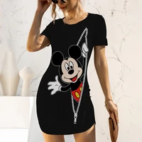 minnie mouse womens dress slim fit party dresses summer woman 2022 disney fashion cartoon spring 3d print mickey top sexy tight