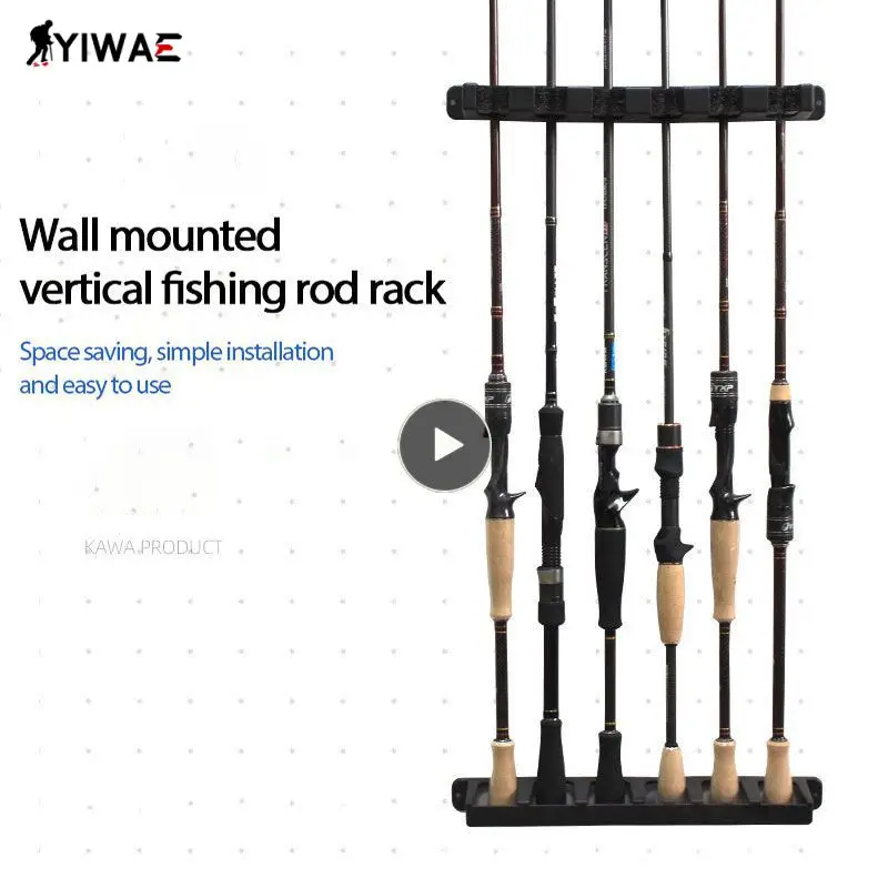 

Fishing Rod Holder EVA Sponge 6-Rod Rack Vertical Pole Holder Wall Mount Modular Garage Fishing Pole Display Stand Fixed Frame