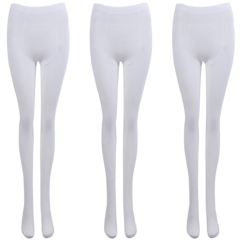 

3X White Tender Solid Color Velvet Pantyhose For Women
