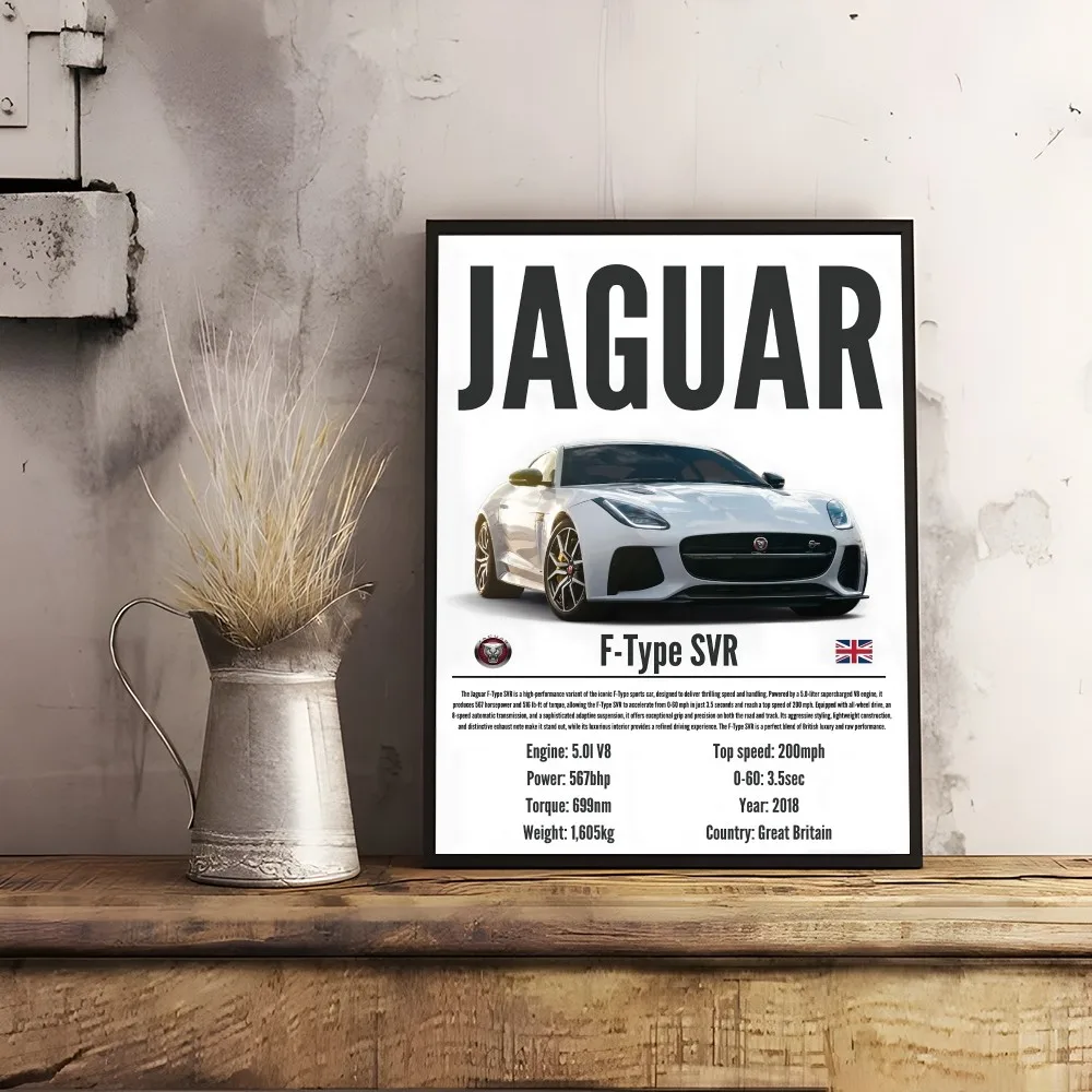 Фото J-JAgUARs F Тип SVR XJ220 КРУТОЙ Плакат Липкая Настенная Художественная Печать Водонепроницаемый Дом Гостиная Кровать Бар Прихожая Эстетический Декор №2