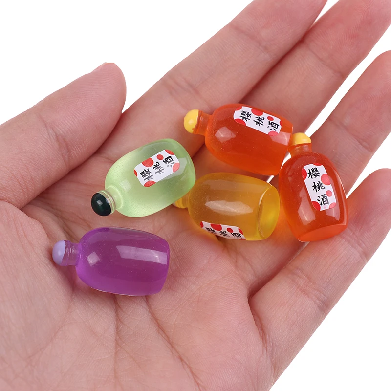 

10Pcs 1/12 Dollhouse Miniature Resin Wine Bottle Mini Fruit Wine Liquor Juice Bottle Model Toys Doll House Accessories Kids Toys