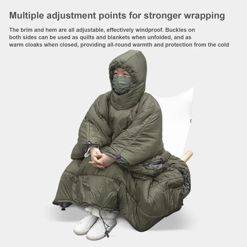 Портативный спальный мешок плащ одеяло с капюшоном гамак многофункциональный