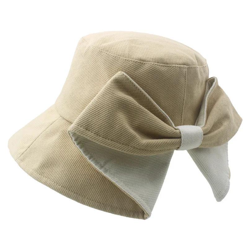 

Tide Travel Casual Women's Hat Hepburn Bow Basin Forked Foldable Bucket Hat Ladies Elegant Sun Bob Ricard Homme Cap