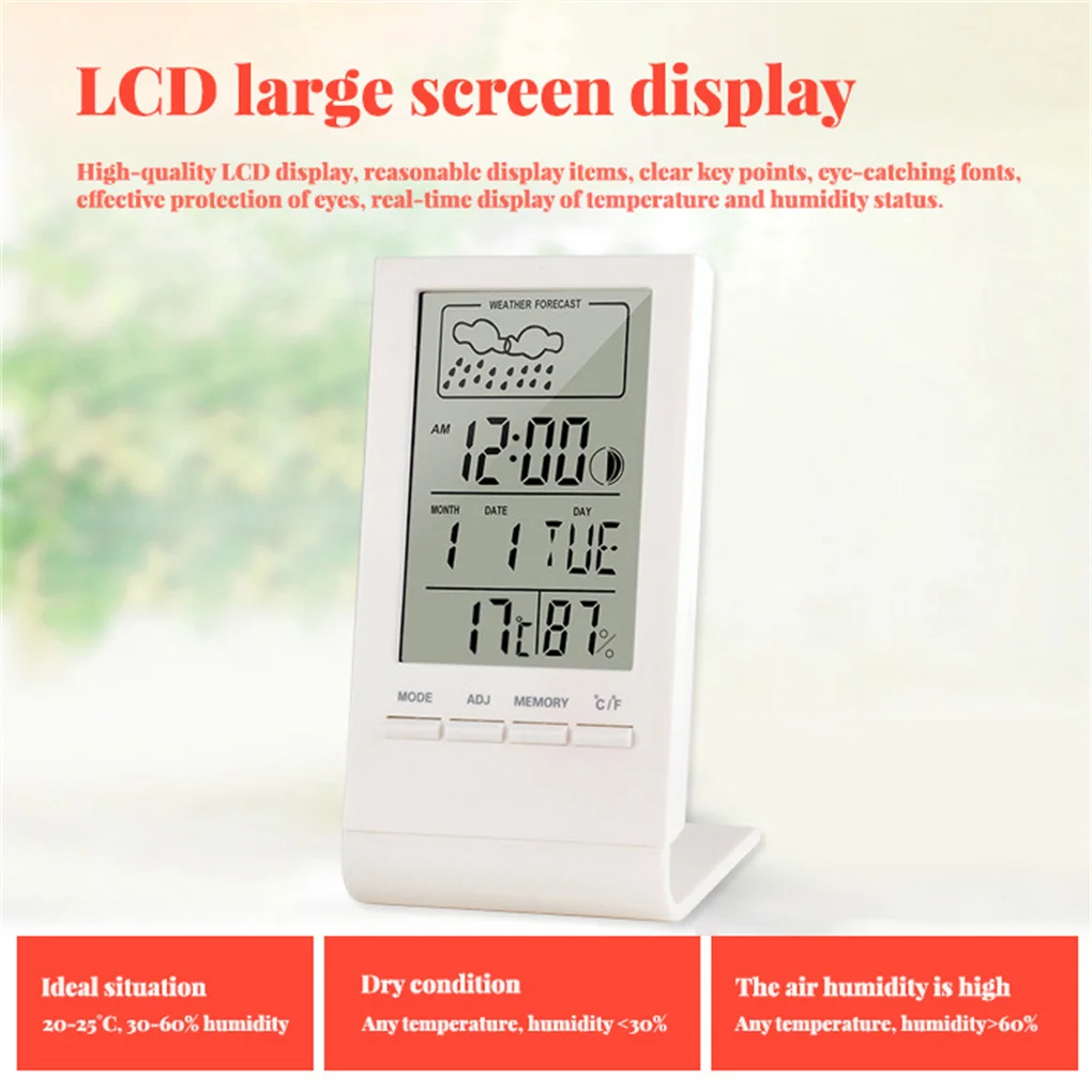 

Digital LCD Thermometer Hygrometer Gauge Indoor/Outdoor Weather Sensor Calendar Bedroom Baby Nursery Table Clock Office Gauge