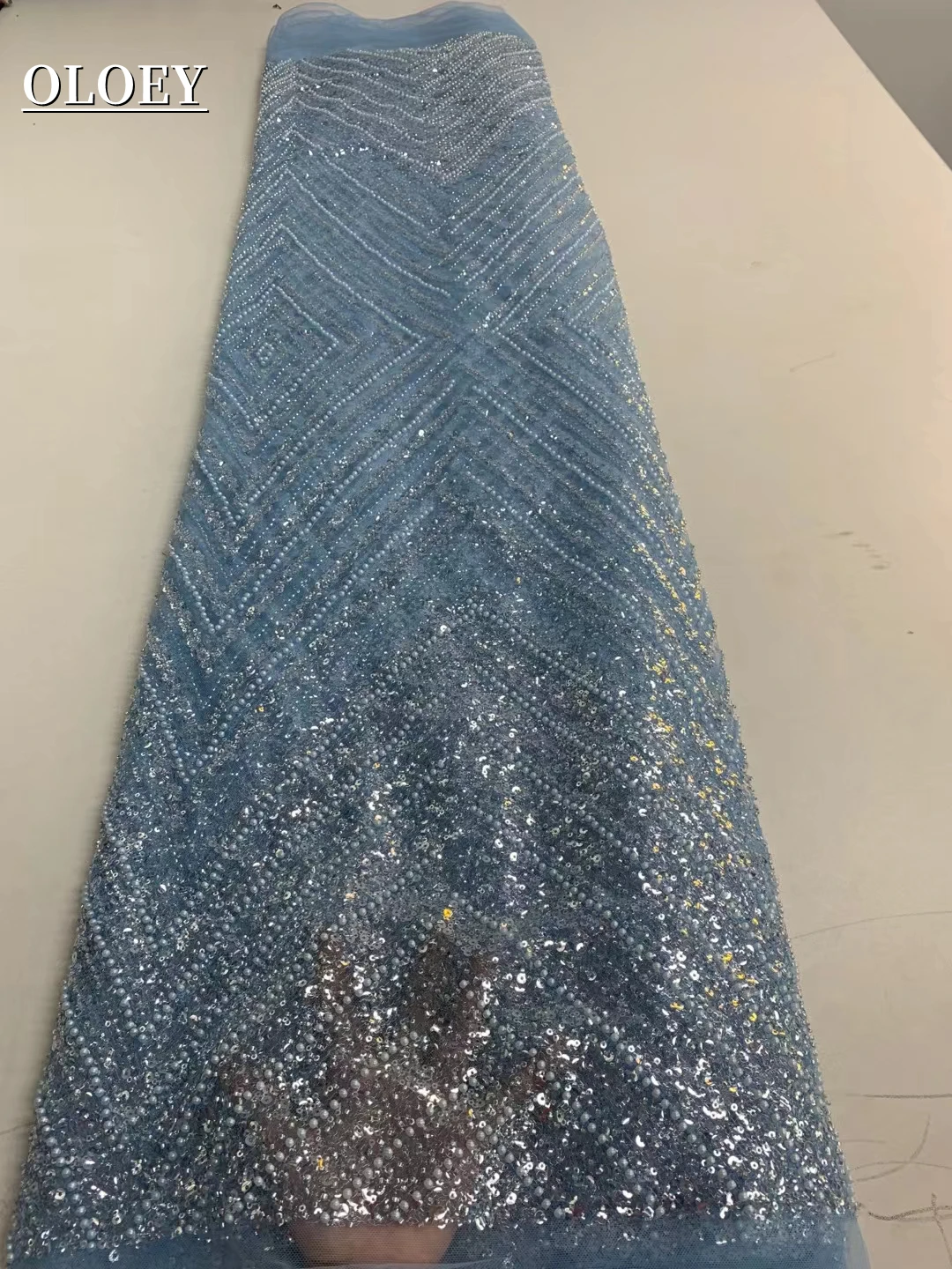 

Latest Luxury Elegant French Embroidery Groom Lace Fabric African Nigerian With Sequins Fabric For Wedding Party Dress JX9758