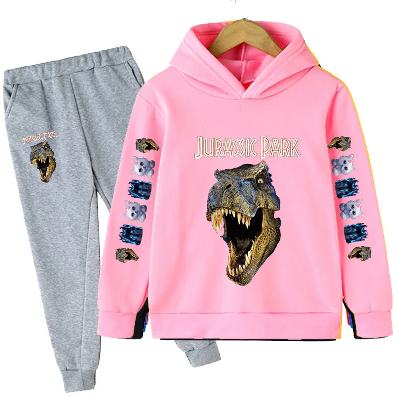 

Boys and Girls Dinosaur Sportswear Children's Anime Cartoon Hooded Sweater + Sports Pants 2-Piece Set of Boys and Girls Sweater