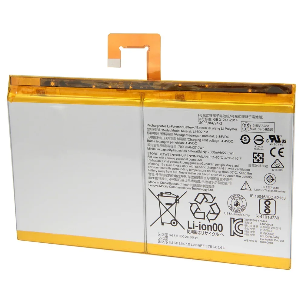 Сменный аккумулятор L16D2P31 для Lenovo Tab4 Tab 4 PLUS TB-X304F TB-X704F TB2-X30M высококачественные
