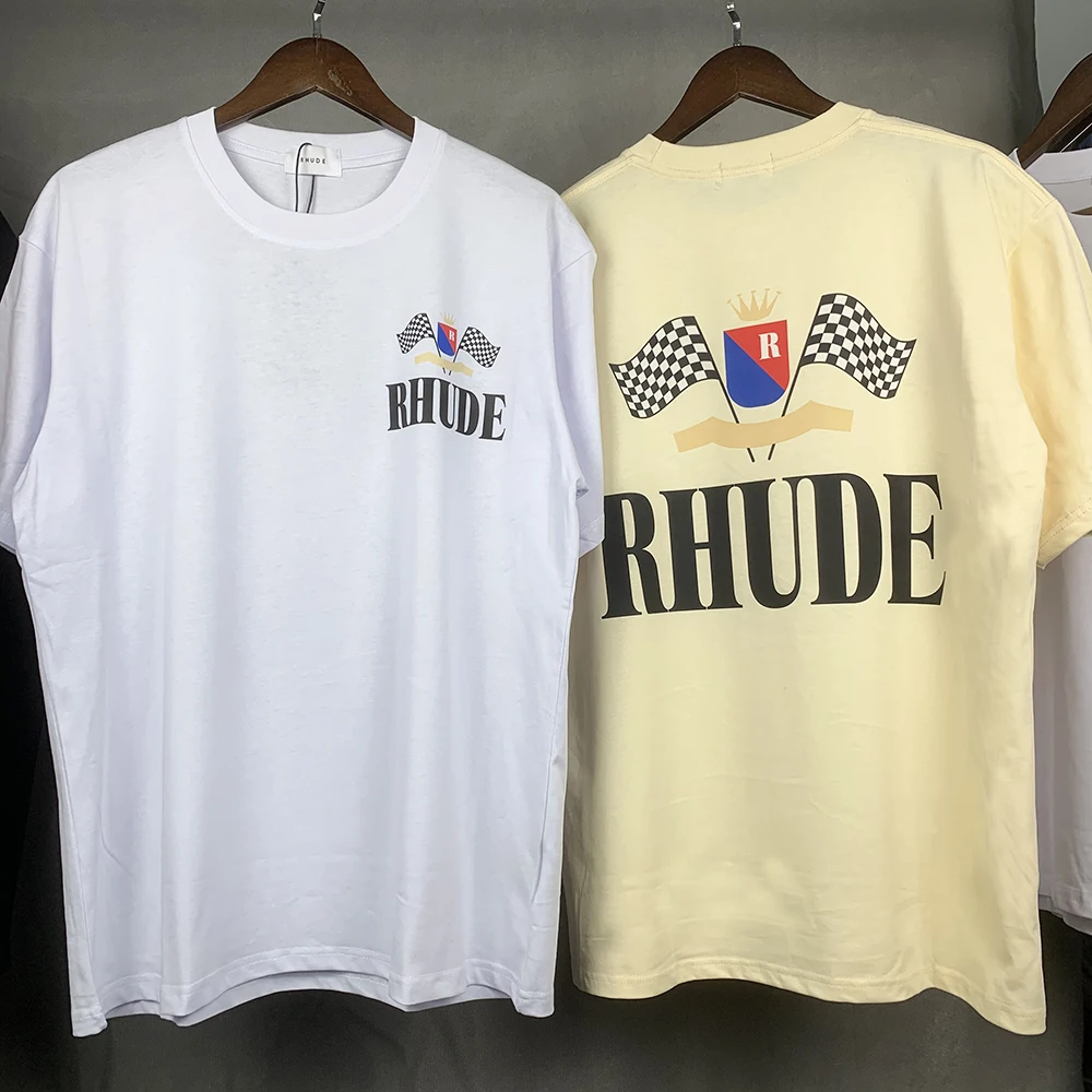 

RH Limited RHUDE Morocco Crown Champion Banner Leisure T-Shirt Summer Loose Irregular Short Sleeve T-Shirt