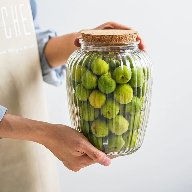 

Cork Kitchen Storage Bottles Glass Reusable Flour Transparent Sugar Storage Container Candy Tarros Cocina Home Storage GTJ50