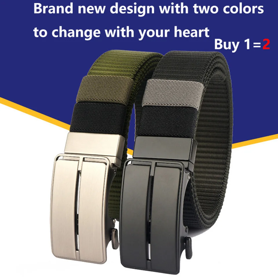 New 3.5cm Rotating Automatic Buckle Double Sided Dual Color Nylon Belt For Men'S Business Simple And Versatile Canvas Belt A3526