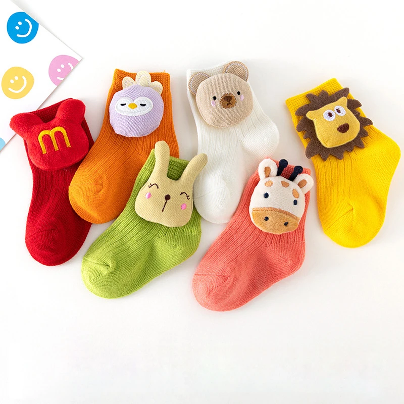 

Детские хлопковые носки для новорожденных девочек и младенцев с мультяшными животными