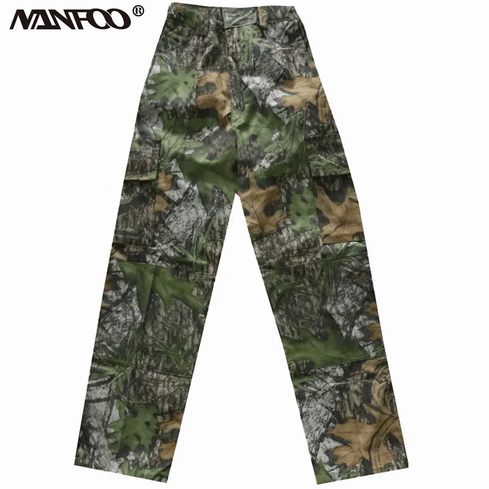 

Outdoor Bird Watching Photography Full Pant Anti-Tear Jungle Hiking Pants Green Leaves Bionic Camouflage Hunting Full Pants