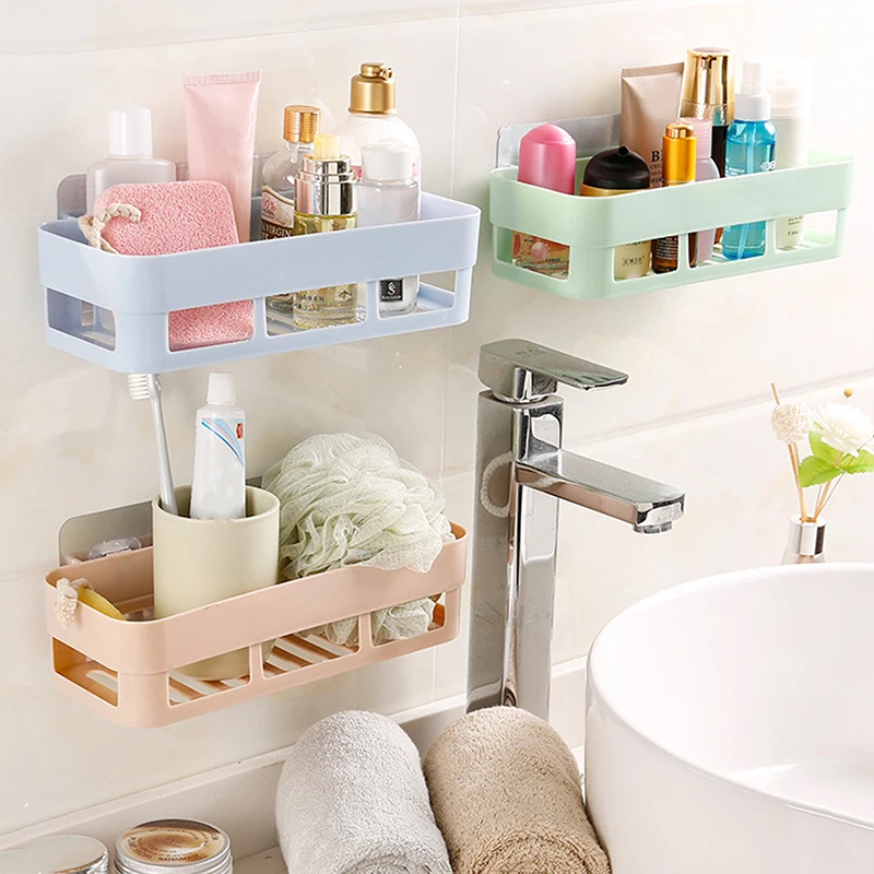 Лидер продаж клейкая полка для хранения аксессуары ванной комнаты угловая душа