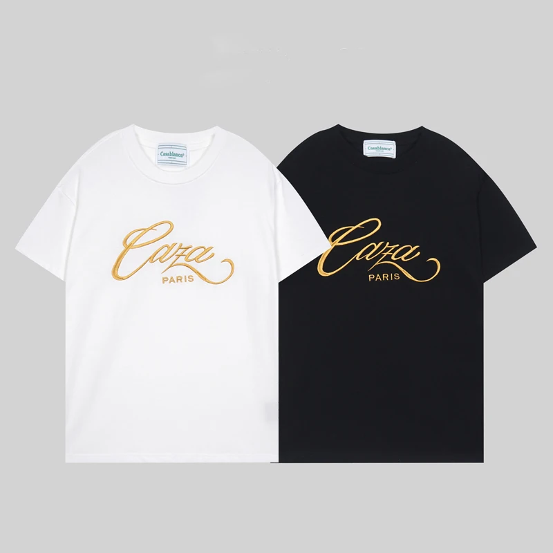 

Casablanca Embroidery Cafa PARIS Logo T-Shirt New Style Men Women High Quality Streetwear Casual Short Sleeve Oversize Tees Top