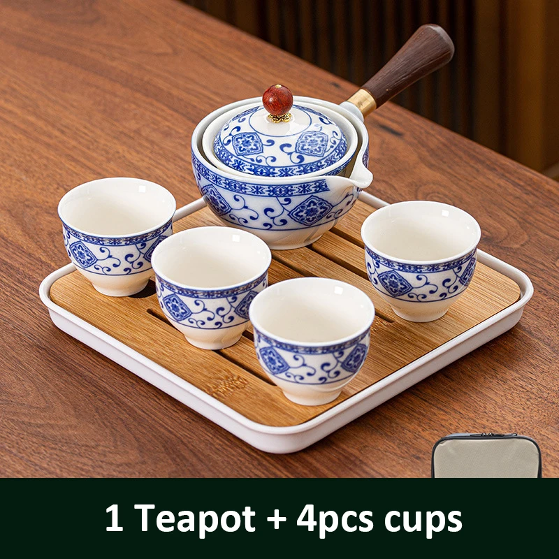 

Traditional Teapot Rotation Teacup Bottle Chinese Kung Fu Ceramic Tea Drinkware Porcelain Handmade Tea Set