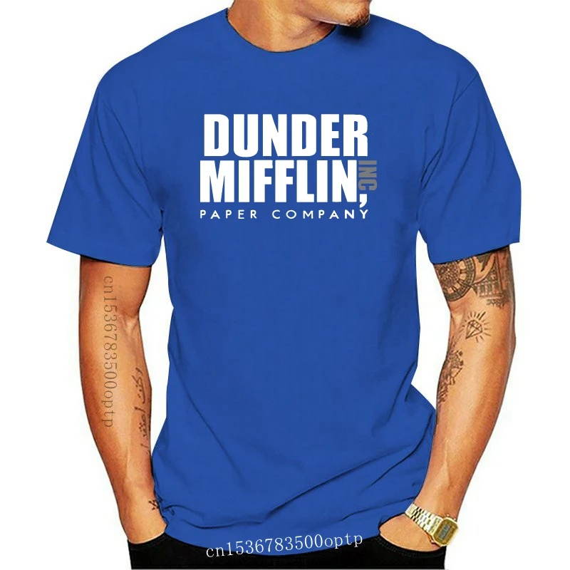 

Camiseta divertida de The Office Dunder Mifflin para hombre, camiseta informal estampada 100% de algodón, camiseta Popular de mo