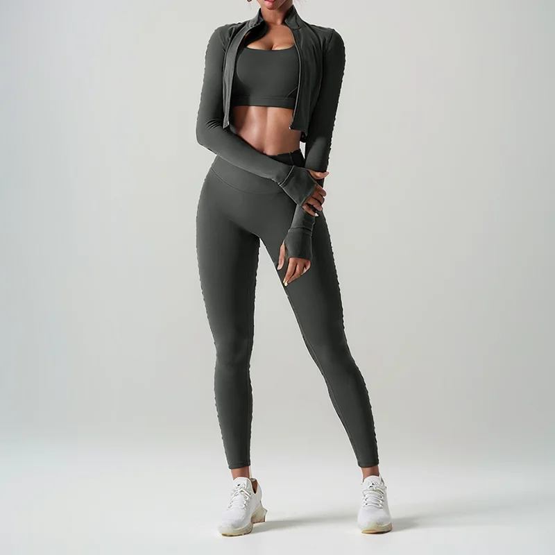 Женские Эластичные костюмы DEAT Модный трикотажный топ с длинным рукавом и круглым