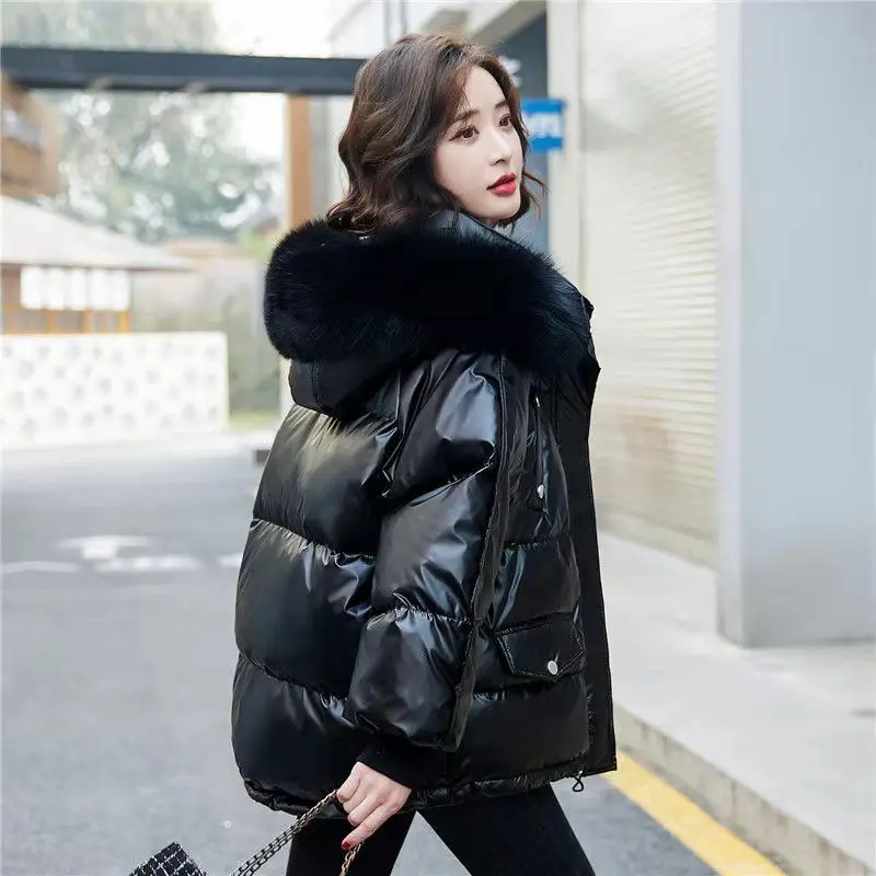 Winter Women's Cold Coat Parkas Super Hot Coats Big Fur Collar Hooded Padded Jacket Snow Outercoat Korean Cheap Wholesale