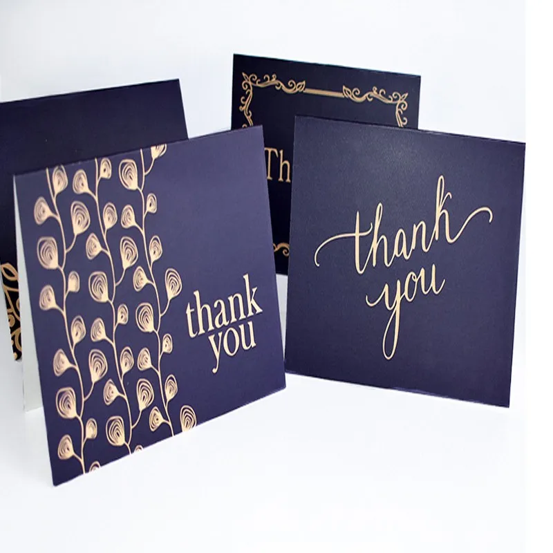 

1pcs/pack Blue wedding cards invitation marriage with envelop thank you Card gold with dark blue envelopechrismas