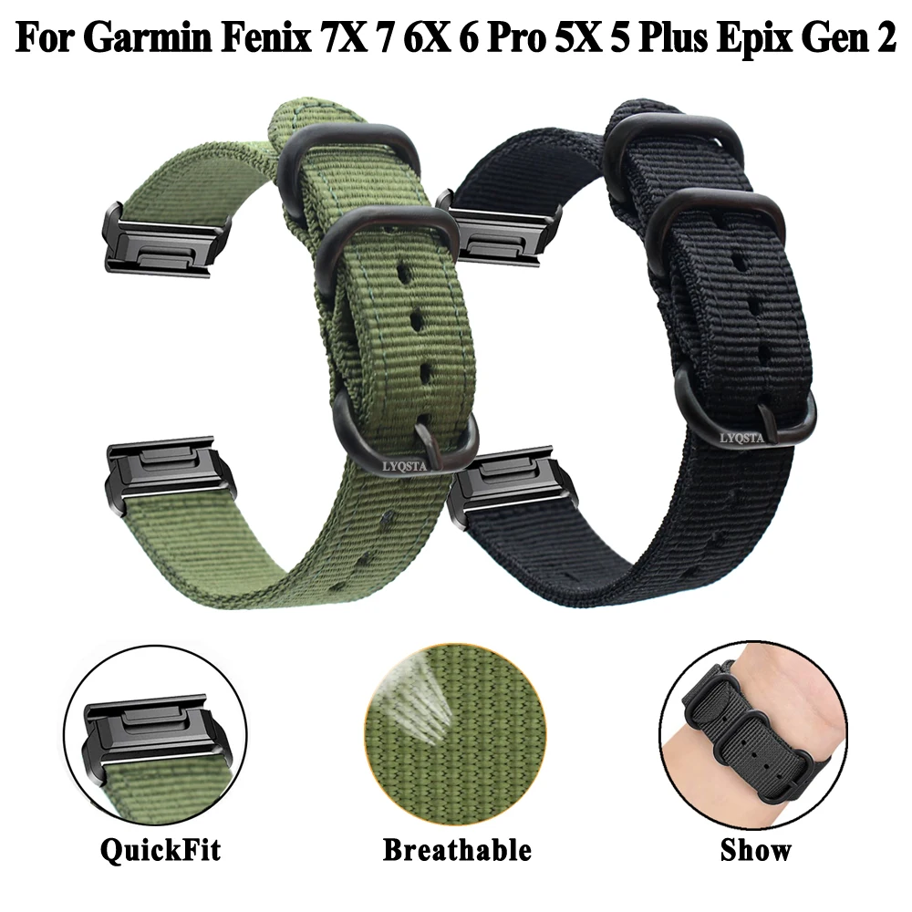 

22/26mm Quickfit Nylon Strap For Garmin Fenix 7X 7 6X 6 Pro 5 5X Plus 3HR Epix 2 Forerunner 955 945 Tactix 7 Watch Band Bracelet
