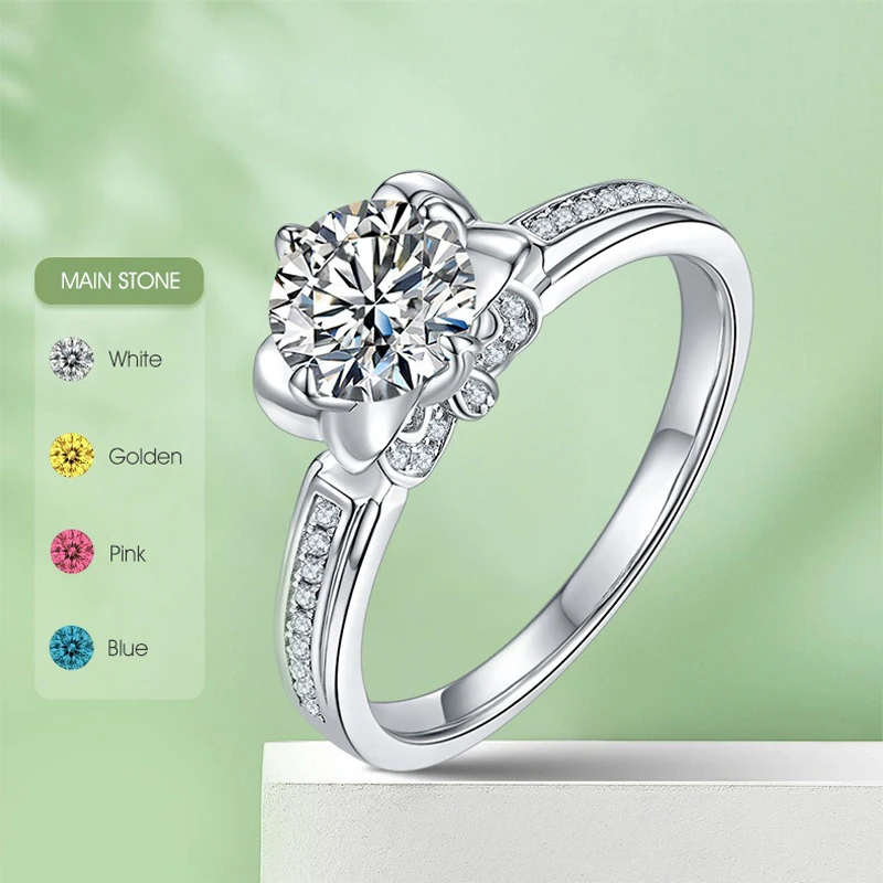 

Gem's Beauty Кольцо с настоящим муассанитом, роскошное кольцо с бриллиантом, 1 карат, серебряное кольцо S925, модные обручальные кольца, ювелирные украшения с коробкой