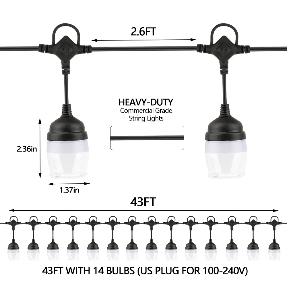 

LED Light String Fairy Tale Light String With Remote Control Party Decoration 43FT RGB 14 LED Bulb Fairy String Lights Hot Sale