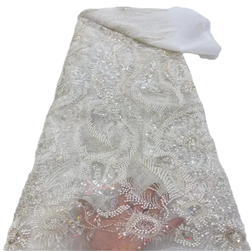 

Африканская кружевная ткань 2022, новейшая индийская сари, ткань высокого качества, тюль, 3D блестки, кружевная ткань для свадебного платья FCD318