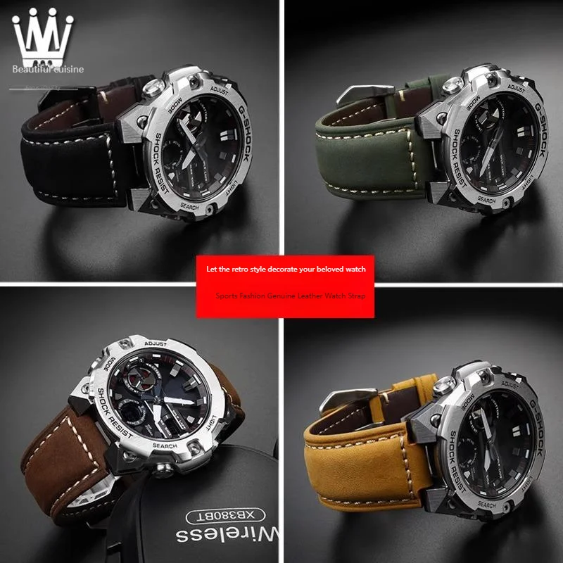 Фото Для часов G-SHOCK Casio серии GST-B400/GST-B200 модифицированный кожаный кожаный ремешок для часов аксессуары №1
