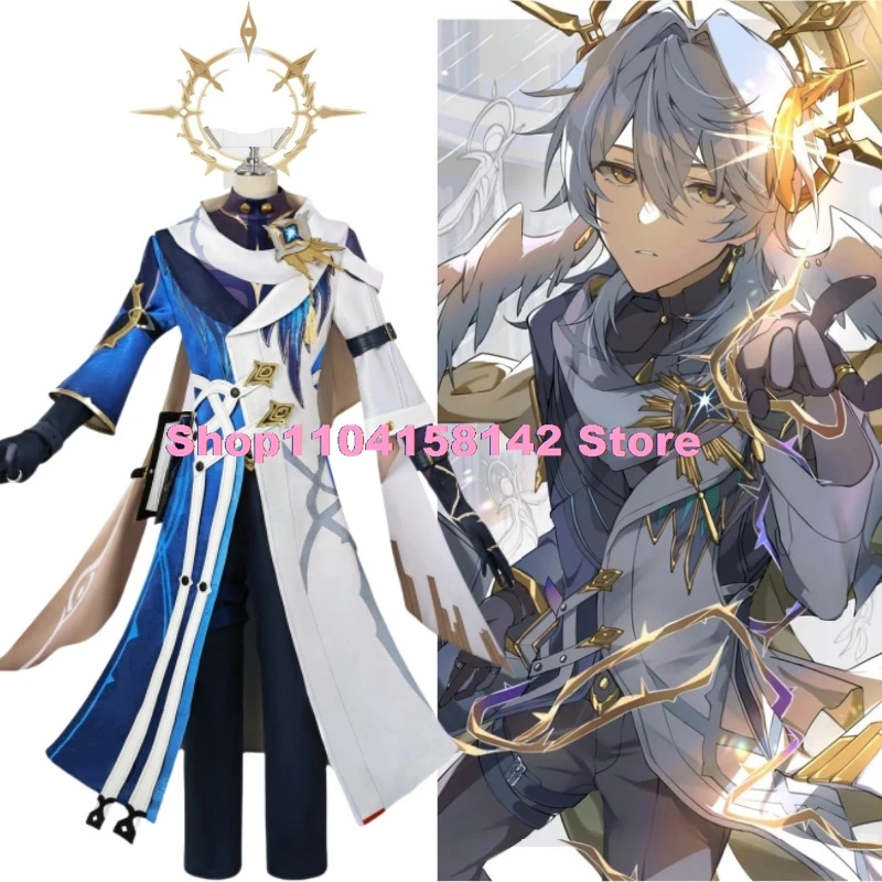 Honkai Star Rail New Skins Sunday Cosplay Costume Wig Uniform Blue White Coat Earrings Shoes Halloween Party Women Men Props