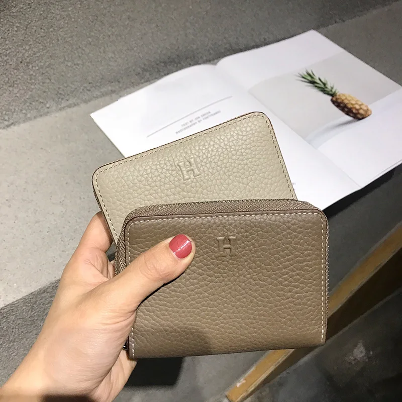 

Women Wallet Genuine Leather Fashion Letter Cowhide Money Bag Zipper Luxury Design Small Purse Female High Capacity Card Holders
