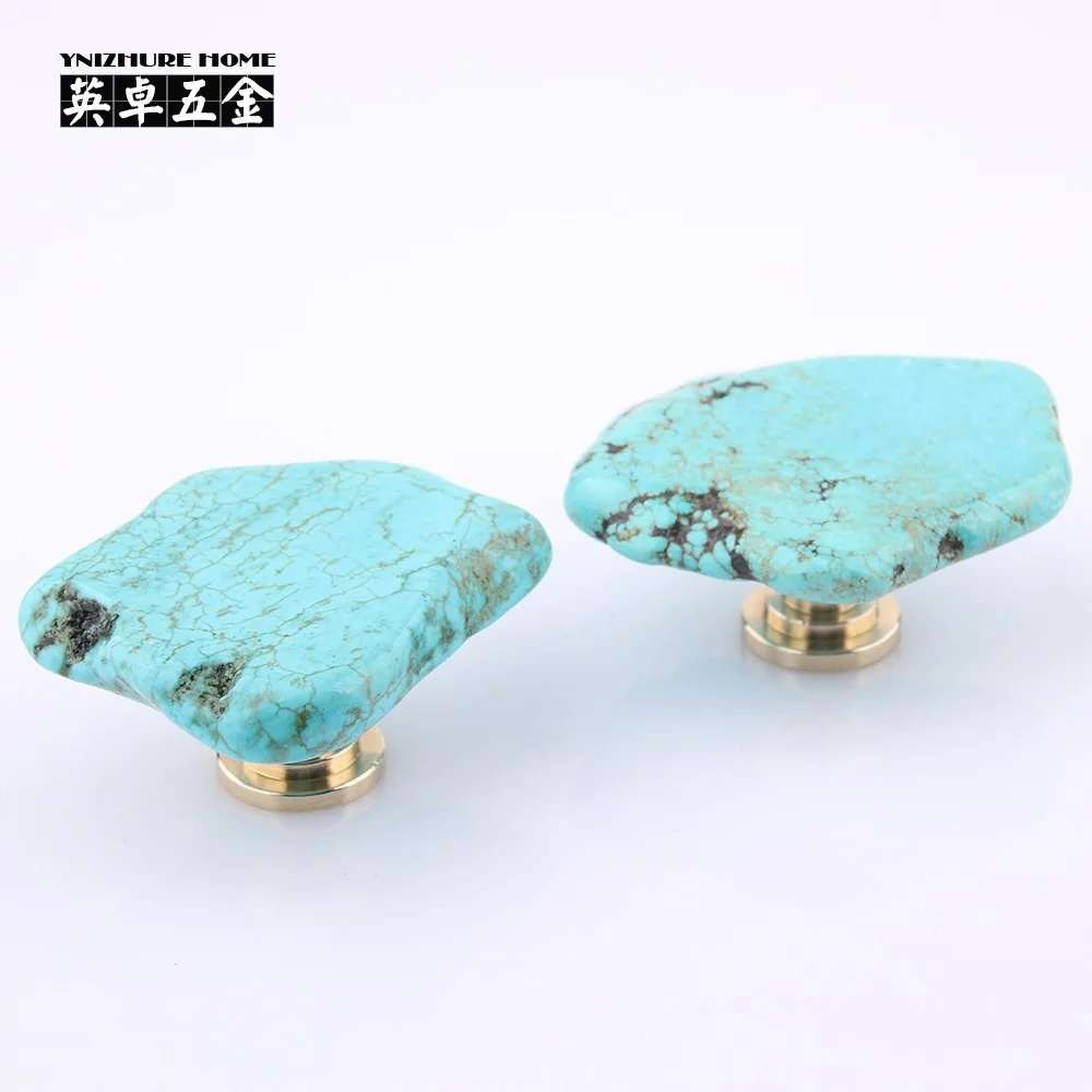 

Luxury natural pine stone flake brass drawer accessories alloy door handle wardrobe door cabinet furniture handle