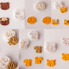 Cartoon Animal Bear/Fox/Squirrel Soft Pottery Earrings Clay Mold Cute Bear Jewelry Pendant Shape Cutting Die Hand-made Tools