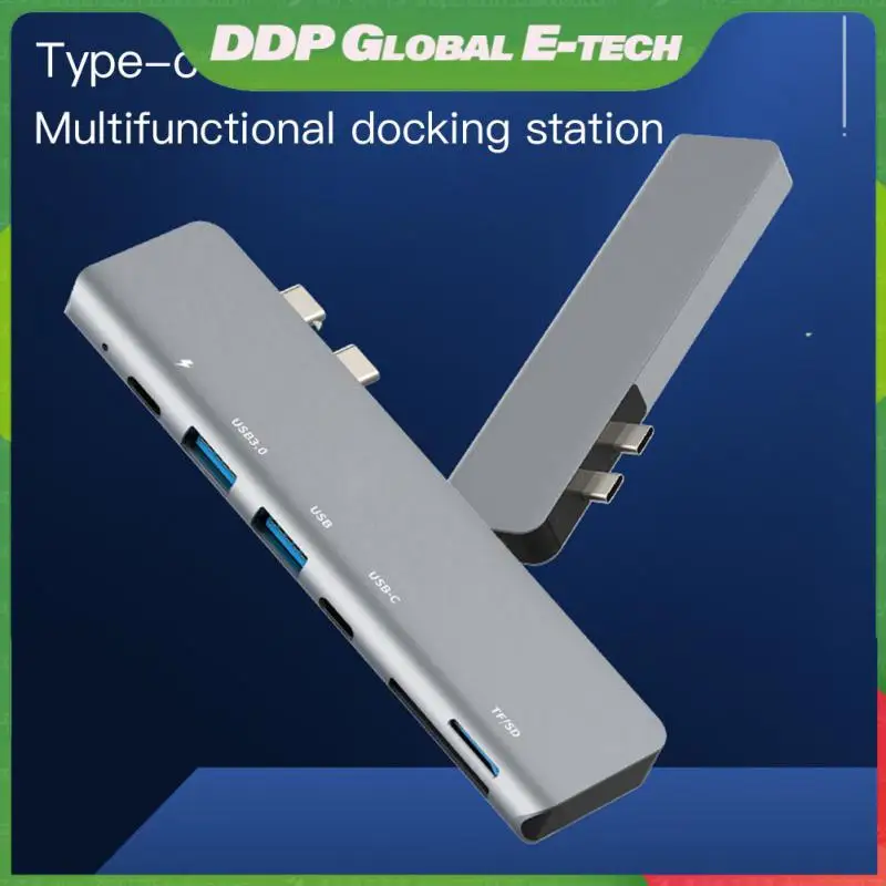 

4k Pd Data Port Hub Double-headed 3.0 Tf Sd Reader Slot Pd 7 In 2 Thunderbolt 3 3 Usb C Hub Computer Accessories Usb Type C Hub