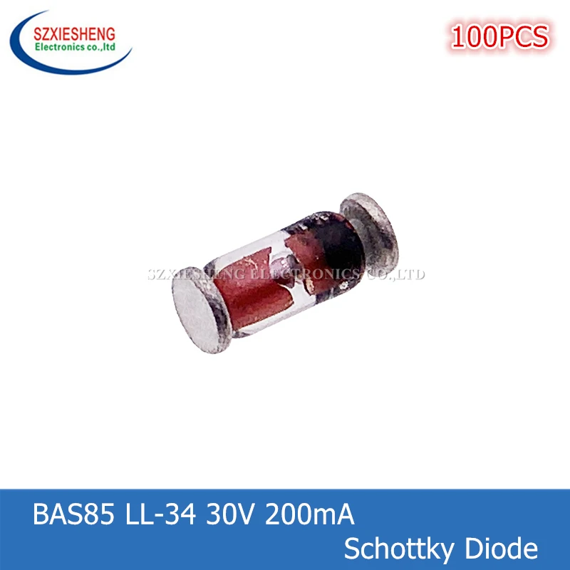 100 шт., BAS85 LL-34 LL34 SOD-80 30V 200mA 1206 BAT85 SMD Schottky, выпрямительный диод