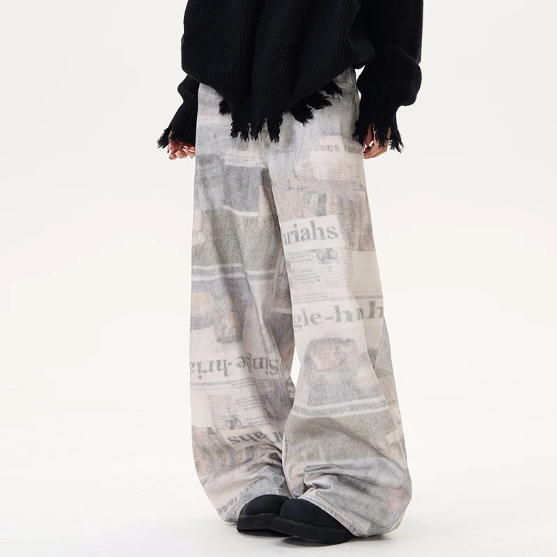 Джинсы PFNW мужские с американским принтом винтажные мешковатые штаны широкими