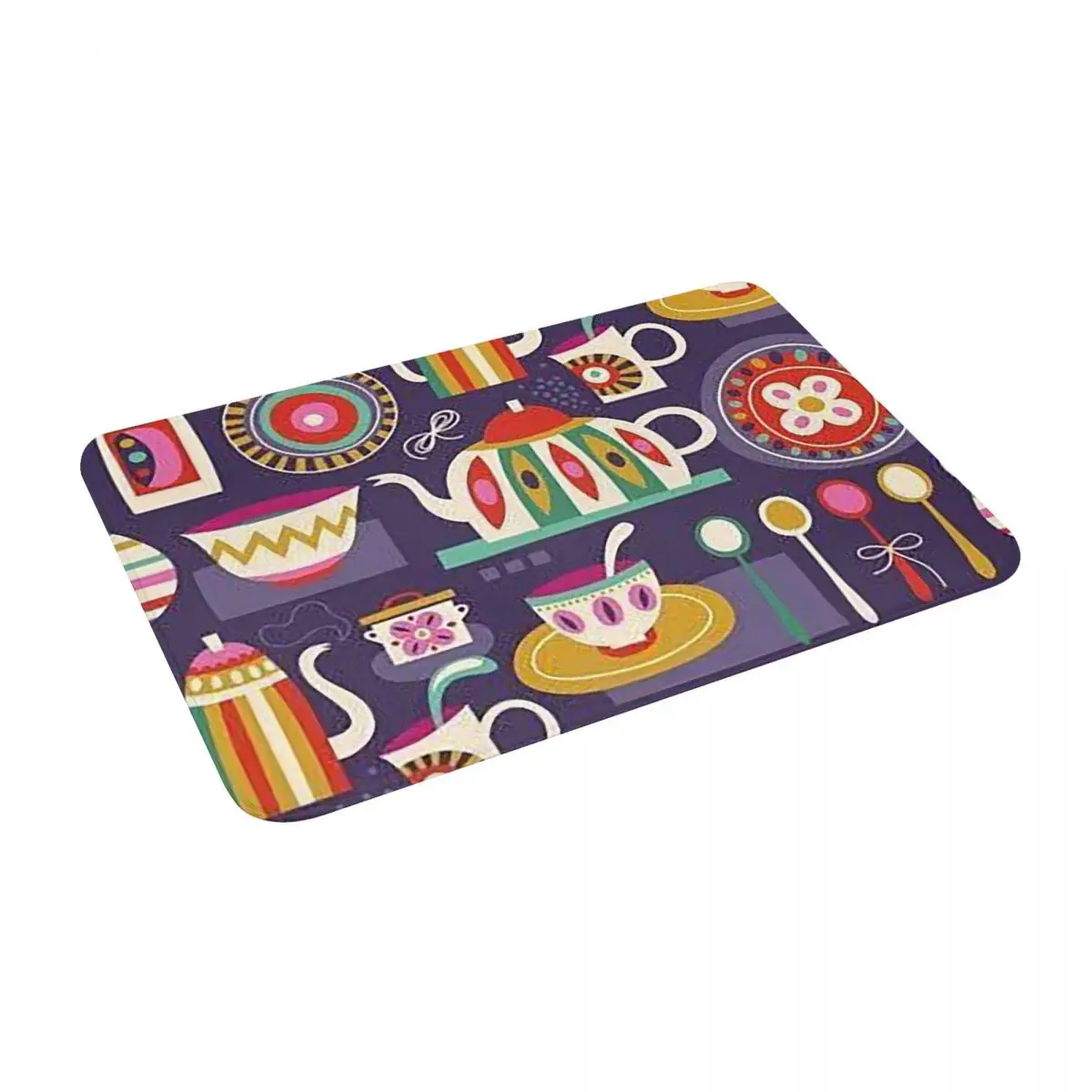 

Doodle Teapot 24" X 16" Non Slip Absorbent Memory Foam Bath Mat for Home Decor/Kitchen/Entry/Indoor/Outdoor/Living Room