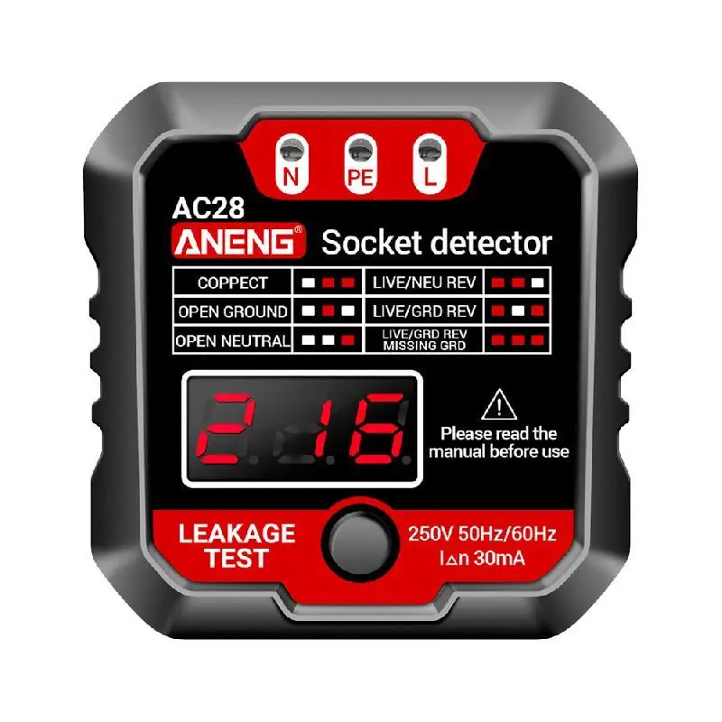 

UYANGG AC28 Digital Display Socket Tester UK US EU Plug Polarity Phase Pheck Detector Voltage Test Multi-function Electroscope