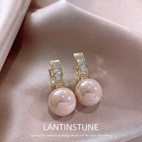 u shape zirconia imitation pearl drop earrings ladies luxury cutout high quality delicate gold drop earrings party jewelry
